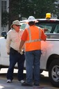 Al gets the lowdown from " George" on the underground pipe installation"