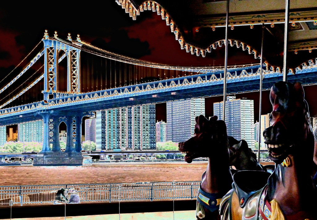 Manhattan Bridge and Carousel, by Joe Constantino