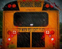 School Bus in the Rain, by Richard Fredericksen