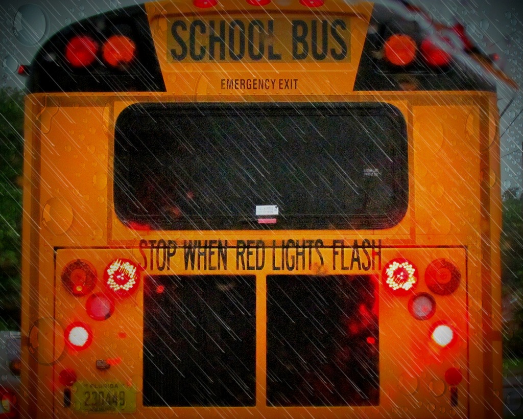 School Bus in the Rain, by Richard Fredericksen